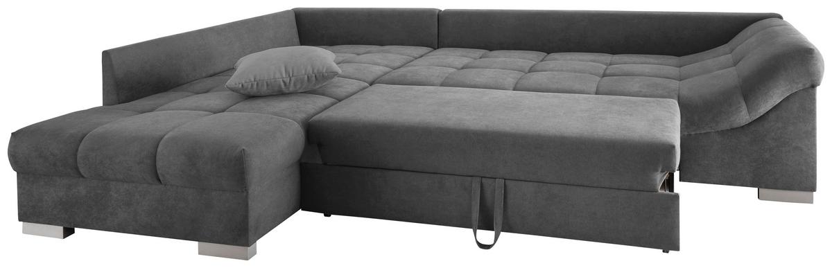 Eckschlafsofa Alvito Dunkelgrau S: 202/298 cm - Dunkelgrau/Silberfarben, Design, Textil (202/298cm) - MID.YOU