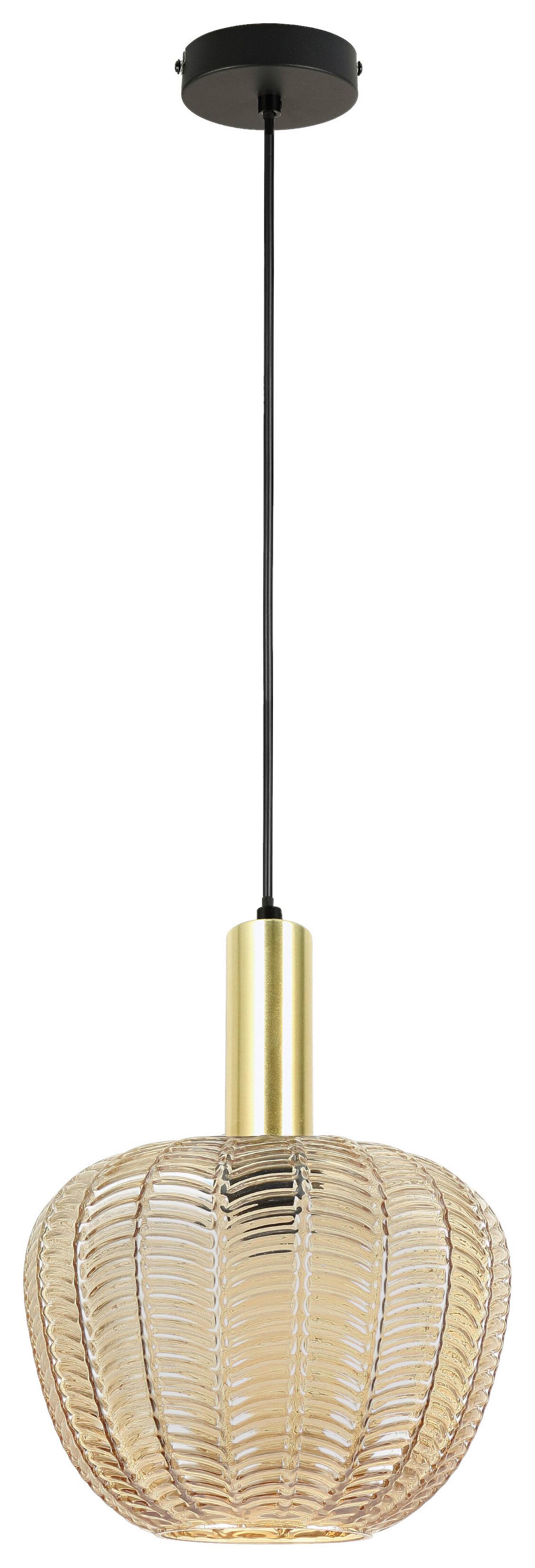 ZÁVĚSNÉ SVÍTIDLO EMO - jantarové barvy/černá, Moderní, kov/sklo (23/120cm) - Mömax