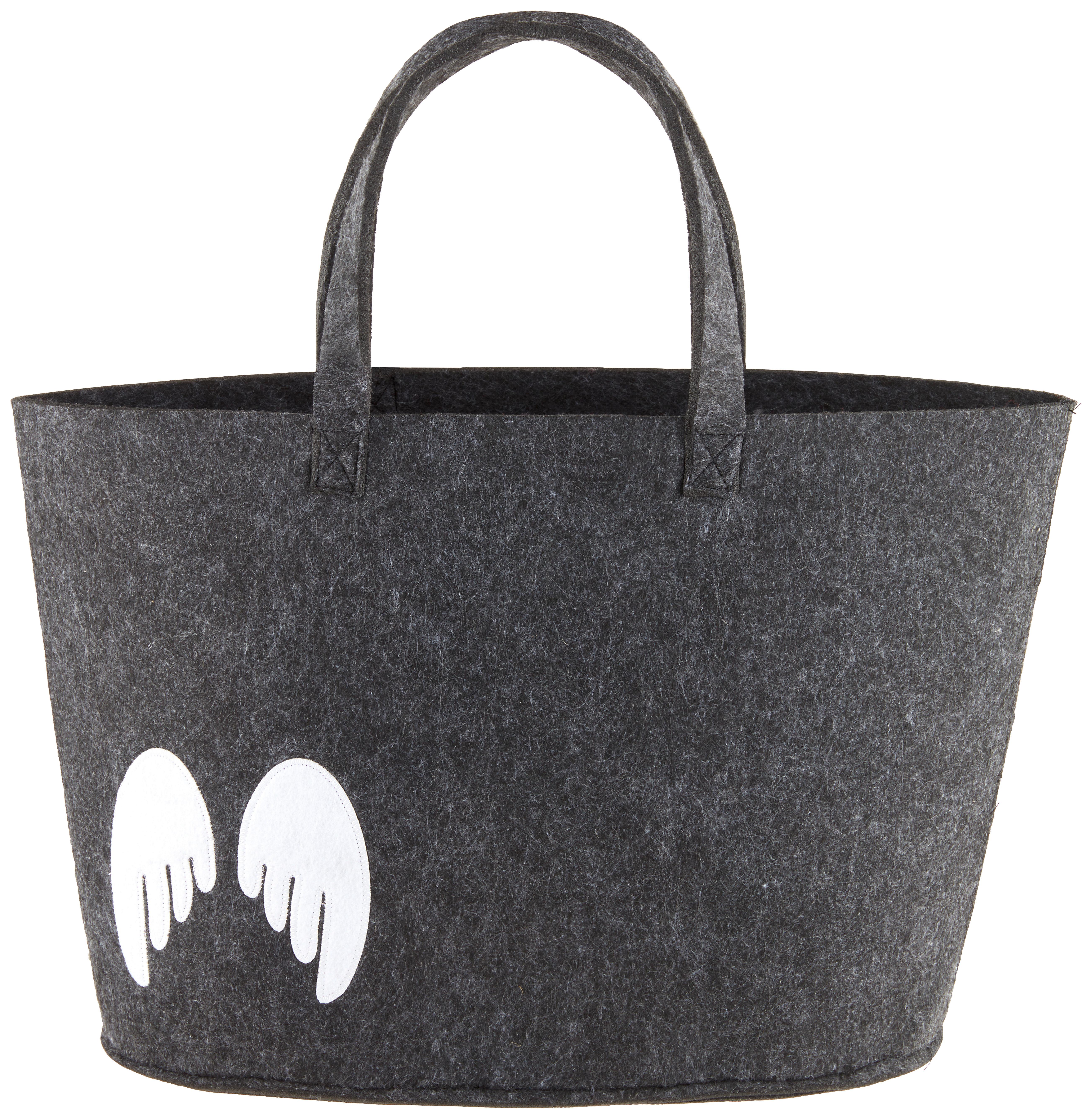 Nákupní taška Ella - bílá/tmavě šedá, Basics, textil (50/15/30cm) - Modern Living