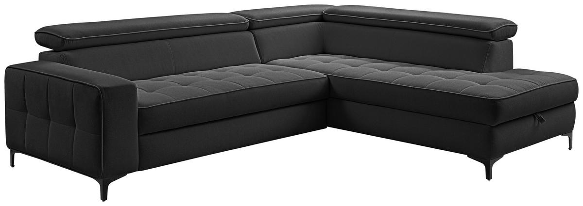 Ecksofa Nala Anthrazit S: 251x203cm - Anthrazit/Schwarz, Design, Textil (251/203cm) - MID.YOU