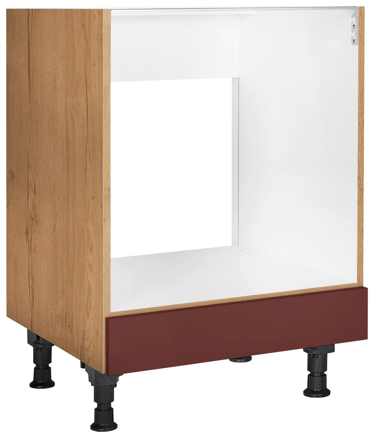 Herdumbauschrank Easytouch - Eichefarben/Rot, MODERN, Holzwerkstoff (60,0/87,0/56,0cm) - Nobilia