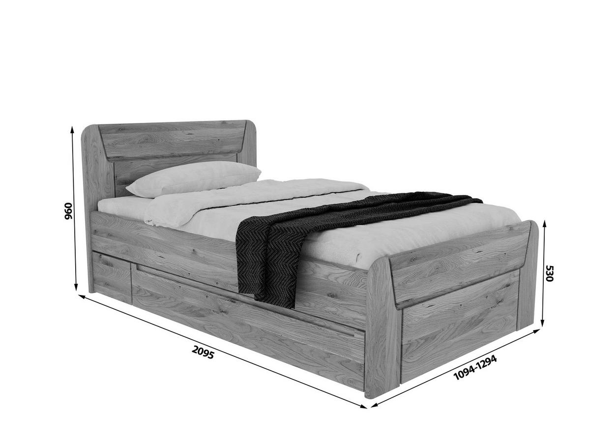 Bett Zeno Naturfarben /Wildeiche 100x200cm - Wildeiche/Naturfarben, MODERN, Holz (100/200cm) - MID.YOU