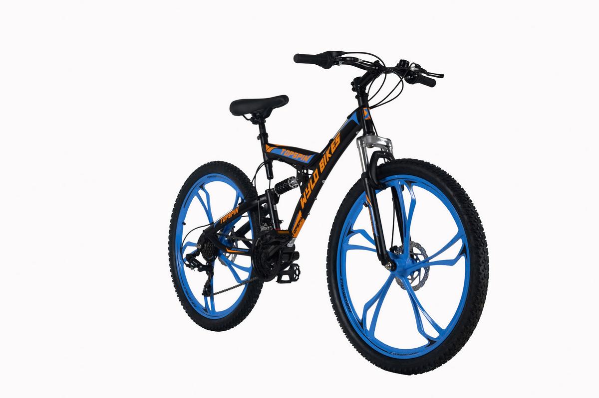 Mountainbike 26'' WYLD Topspin schwarz/blau - Schwarz, MODERN, Metall (25cm)