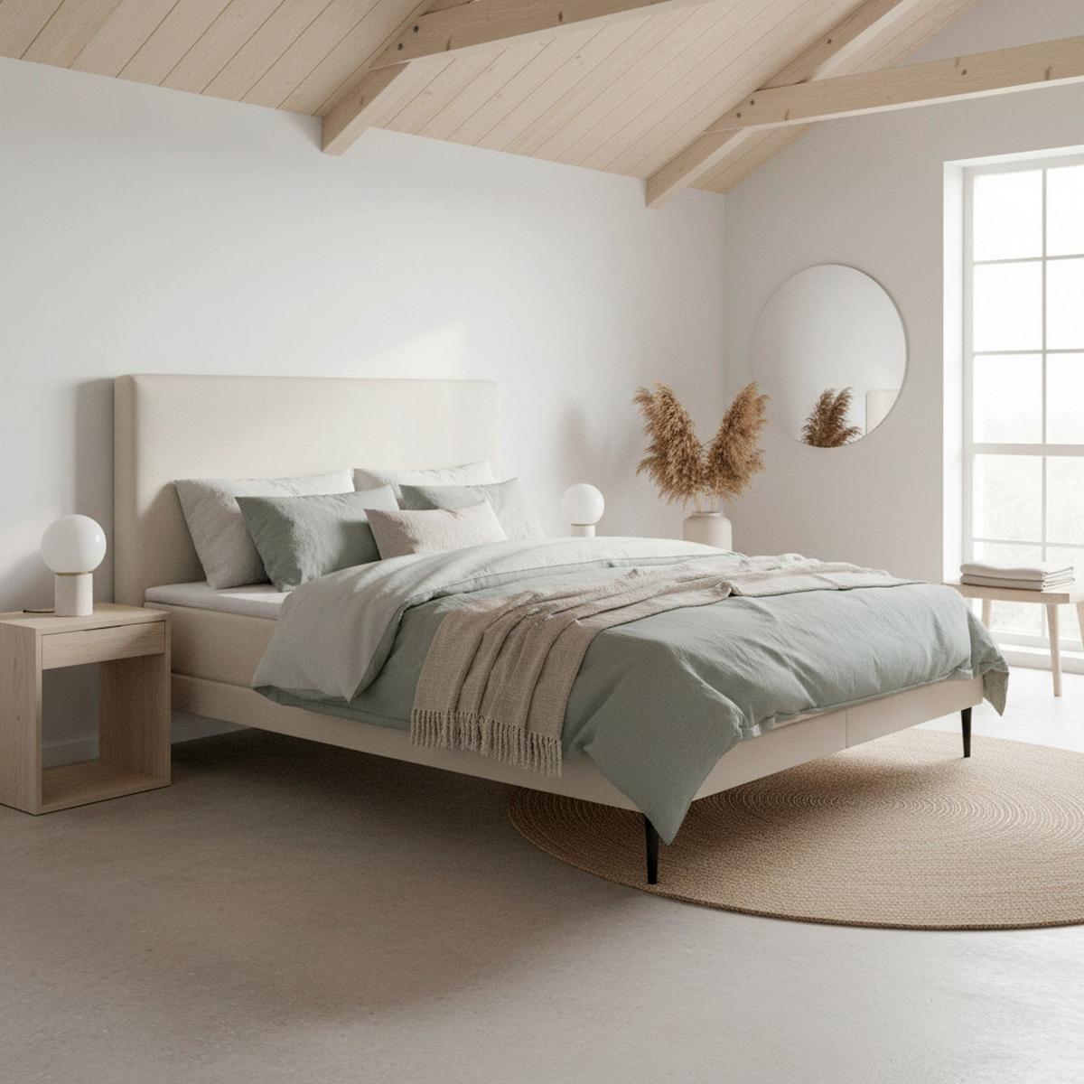 Boxspringová posteľ NEVADA 160x200, béžová - čierna/béžová, Modern, kov/drevo (160/200cm) - Bessagi