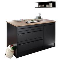 Kuchynský ostrovček JACQUELINE, šírka 145 cm - čierna/farba duba, Konventionell, kompozitné drevo/plast (145/90/90cm) - MID.YOU