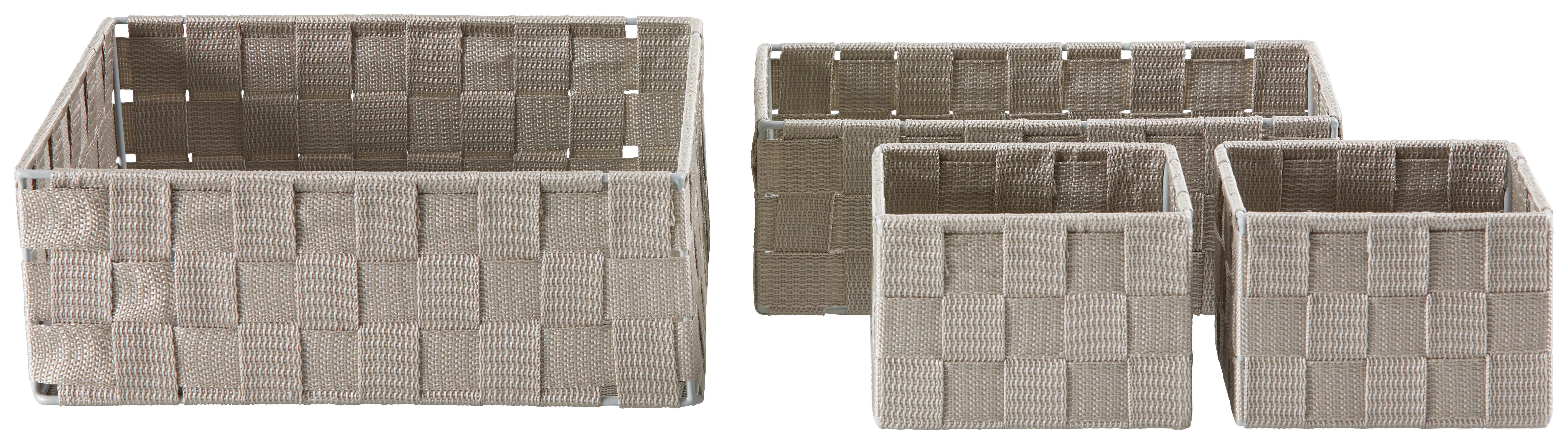 Sada košíkov Kelly, 4ks/bal. - sivá, Romantik / Landhaus, kov/plast - Mömax