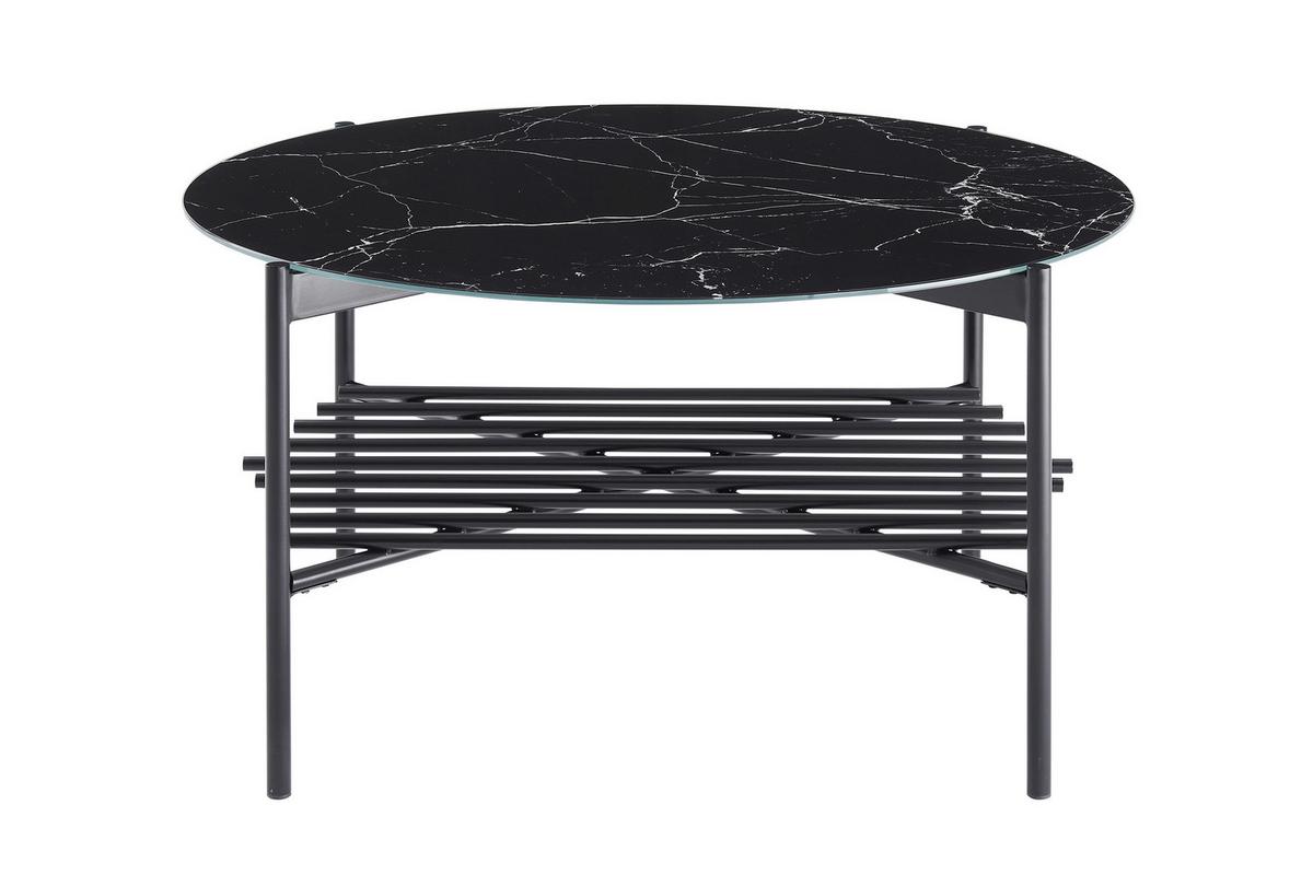 Couchtisch Schwarz/marmoroptik D: 84 Cm - Schwarz, Design, Glas/Metall (84/84/43cm) - Livetastic