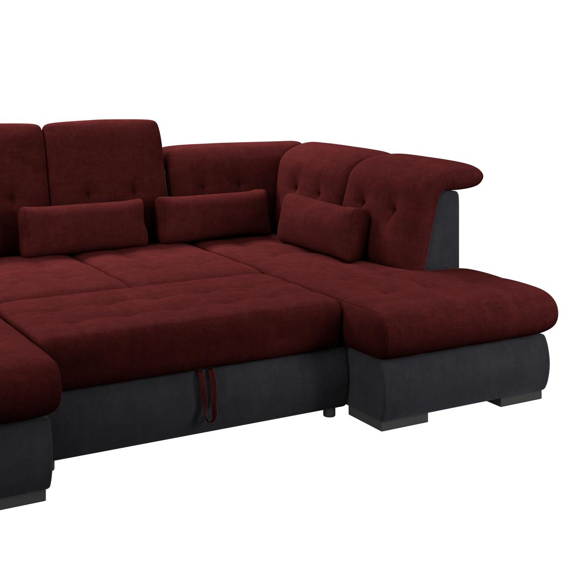 Wohnlandschaft Madera Rubinrot S: 358x212 cm - Anthrazit/Rot, KONVENTIONELL, Kunststoff/Textil (190/358/212cm)