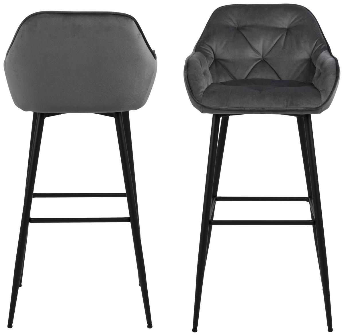 Barová židle BROOKE šedá - černá/tmavě šedá, Konvenční, kov/textil (55/103,5/52cm) - Livetastic