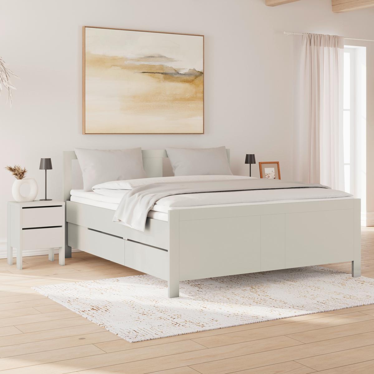 Stauraumbett Pisa mit 4 Laden kaschmirfarben 180x200 - Kaschmir, ROMANTIK / LANDHAUS, Holz (180/200cm) - James Wood