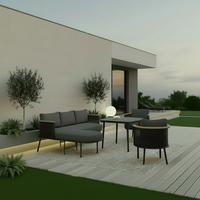 JEDÁLENSKÁ TERASOVÁ SÚPRAVA LISSA - čierna/farba hrušky, Modern, kov/textil - Bessagi Garden