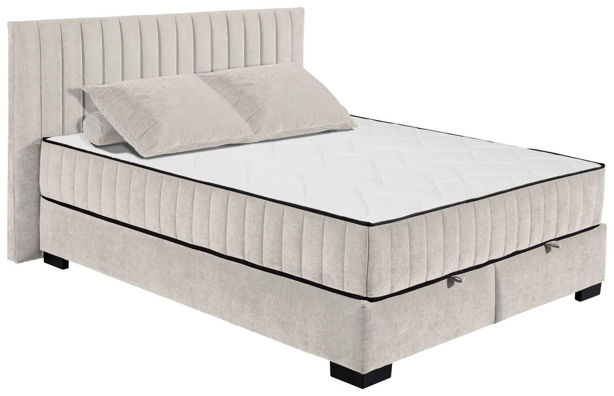 Boxbett Nagol C - Beige/Schwarz, MODERN, Holzwerkstoff/Textil (160/200cm) - MID.YOU