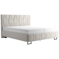 Čalouněná postel ATESSA 180x200 cm, krémová - krémová/přírodní barvy, Moderní, dřevo/textil (180/200cm)