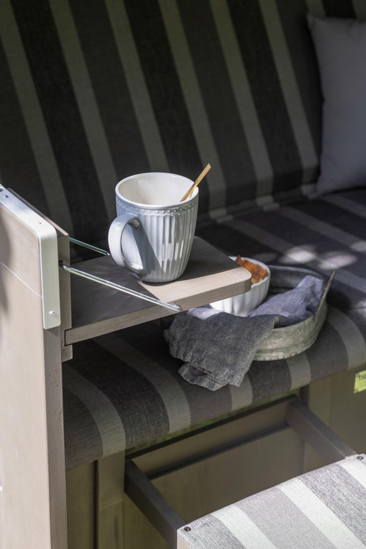 Strandkorb Compact Grau - Dunkelgrau, LIFESTYLE, Holz/Textil (120/160/80cm)