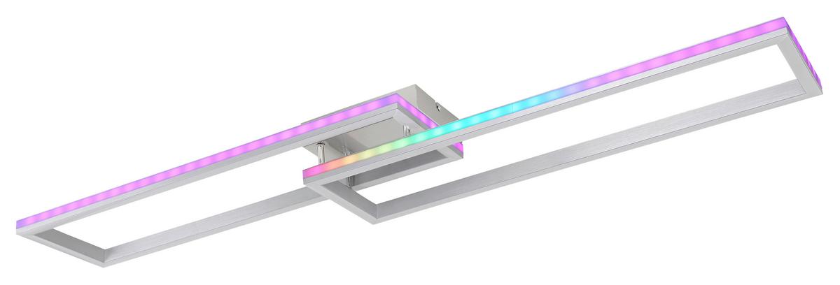 Led-deckenleuchte 67209-45d - Silberfarben/Opal, Design, Kunststoff/Metall (119,5/25,5/10cm) - Globo