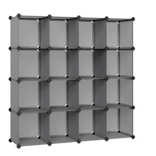 Regalkombination B: 153 cm, Grau - Schwarz/Grau, Basics, Kunststoff/Metall (153/153/31cm) - Boxxx