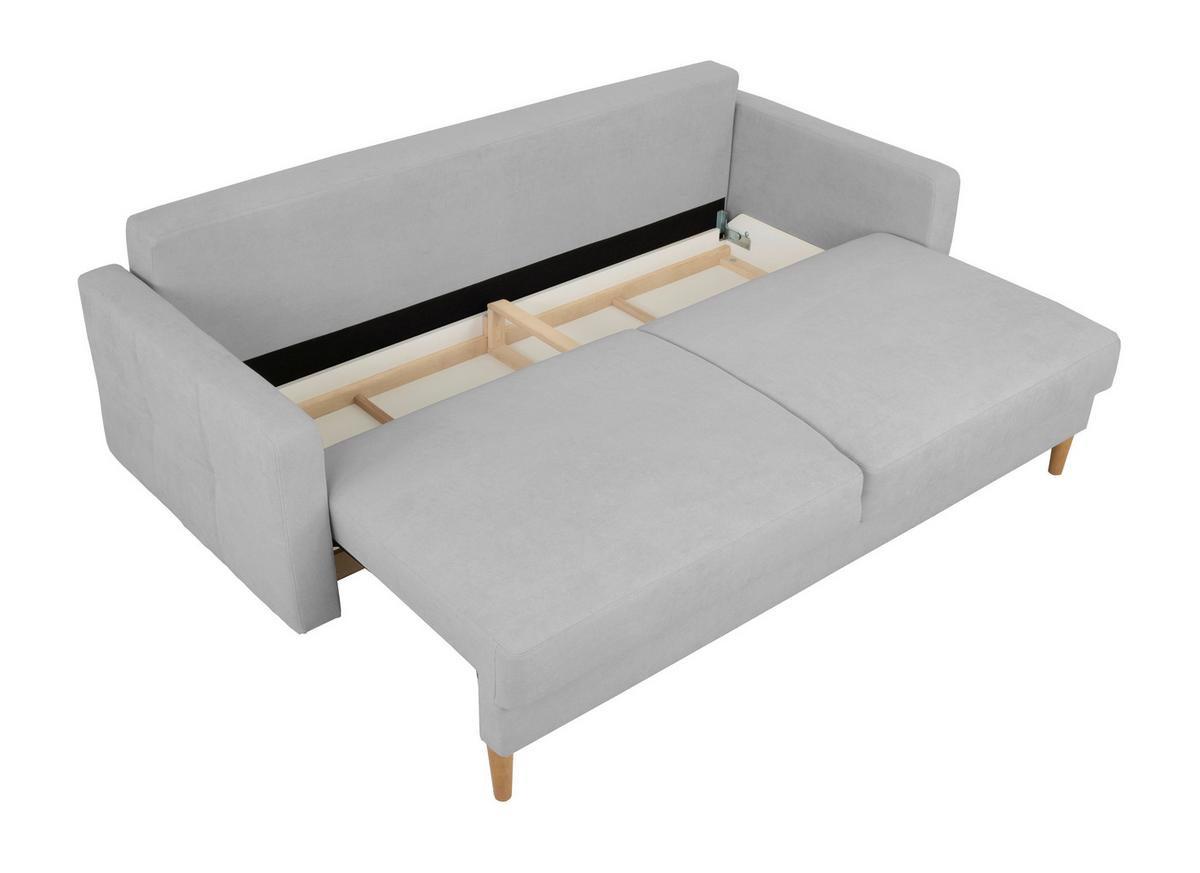 Schlafsofa Noret, Hellgrau B: 222 Cm - Buchefarben/Hellgrau, Design, Textil (222/93/99cm) - MID.YOU