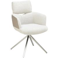 Armlehnstuhl Blake Beige, Sitzfl. 360° Drehbar - Taupe/Edelstahlfarben, KONVENTIONELL, Textil/Metall (59,5/90,5/64,5cm) - Livetastic