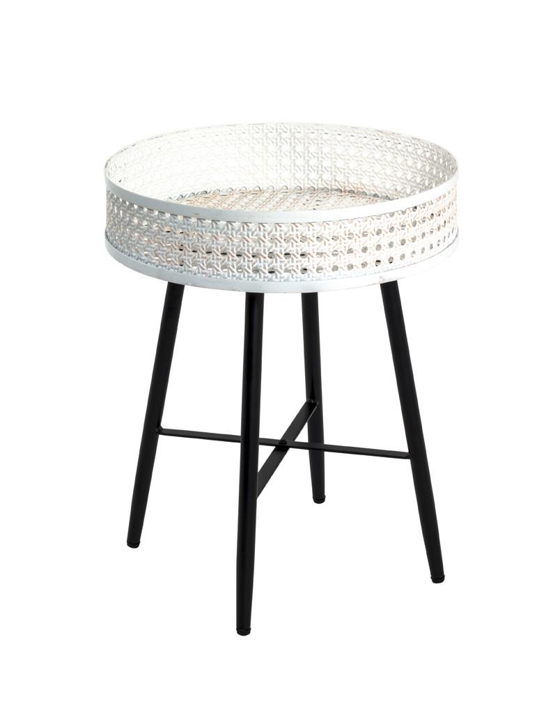 Beistelltisch Rund Bettina, Creme/Schwarz - Creme/Schwarz, Basics, Metall (47/38cm)