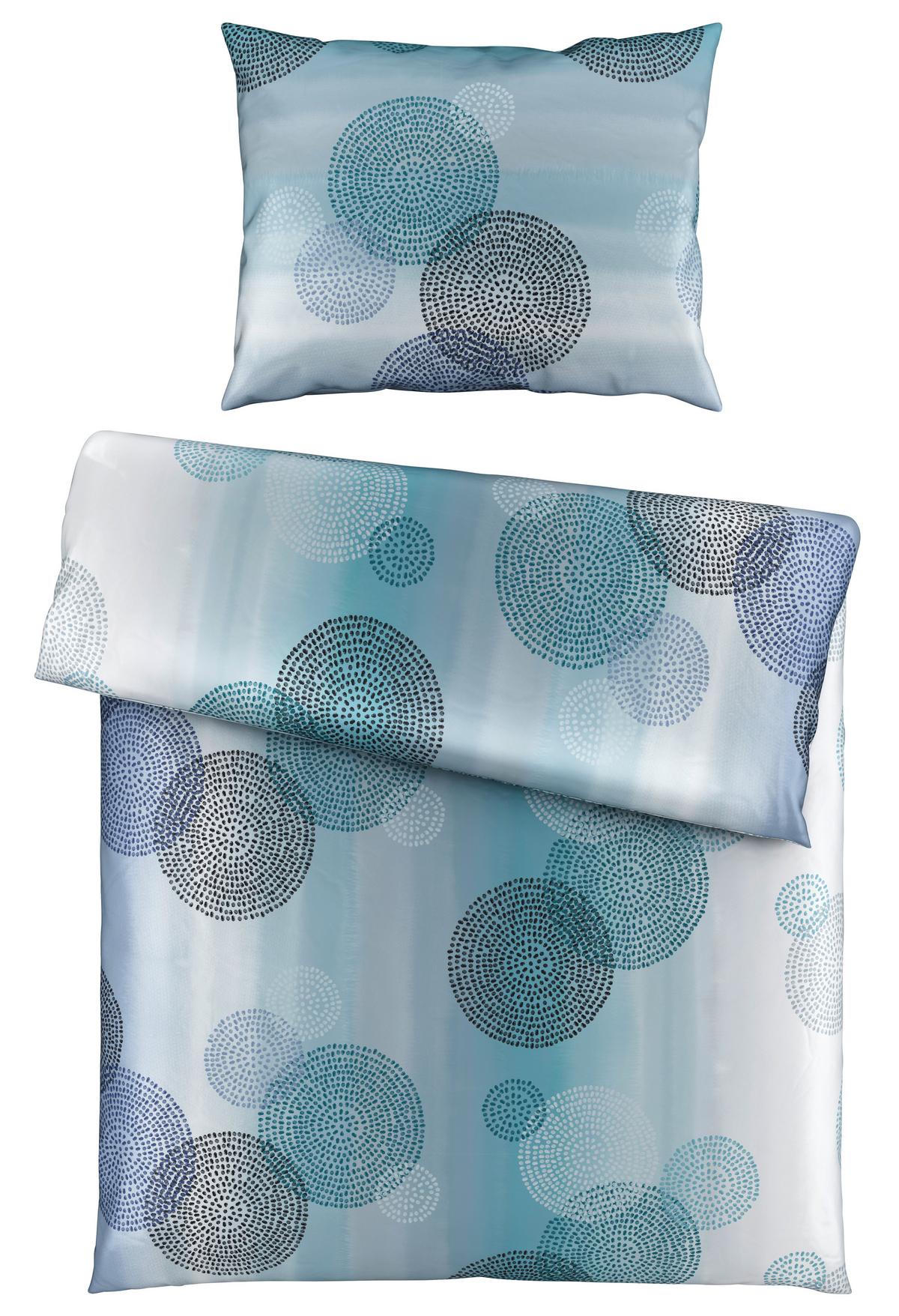 Bettwäsche 140x200 cm Rebecca Baumwolle Blau Kreise - Blau, ROMANTIK / LANDHAUS, Textil (140/200cm) - James Wood