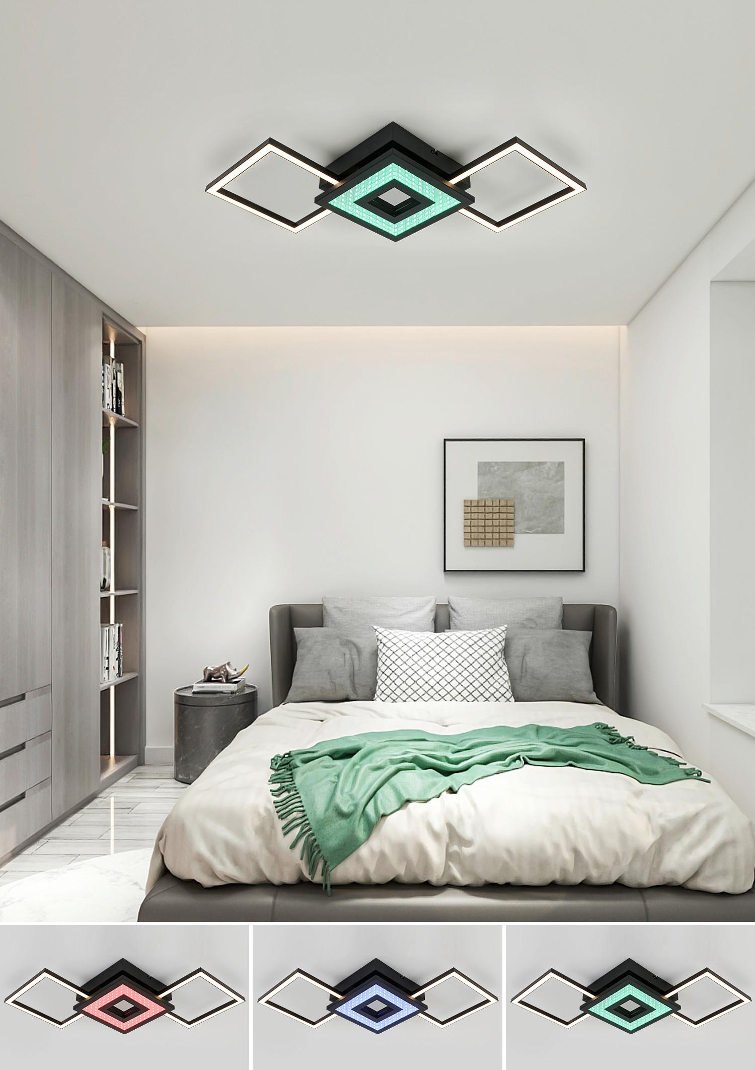 LED-Deckenleuchte Charlotta - Schwarz, Basics, Kunststoff/Metall (27,8/66/7cm) - Luca Bessoni