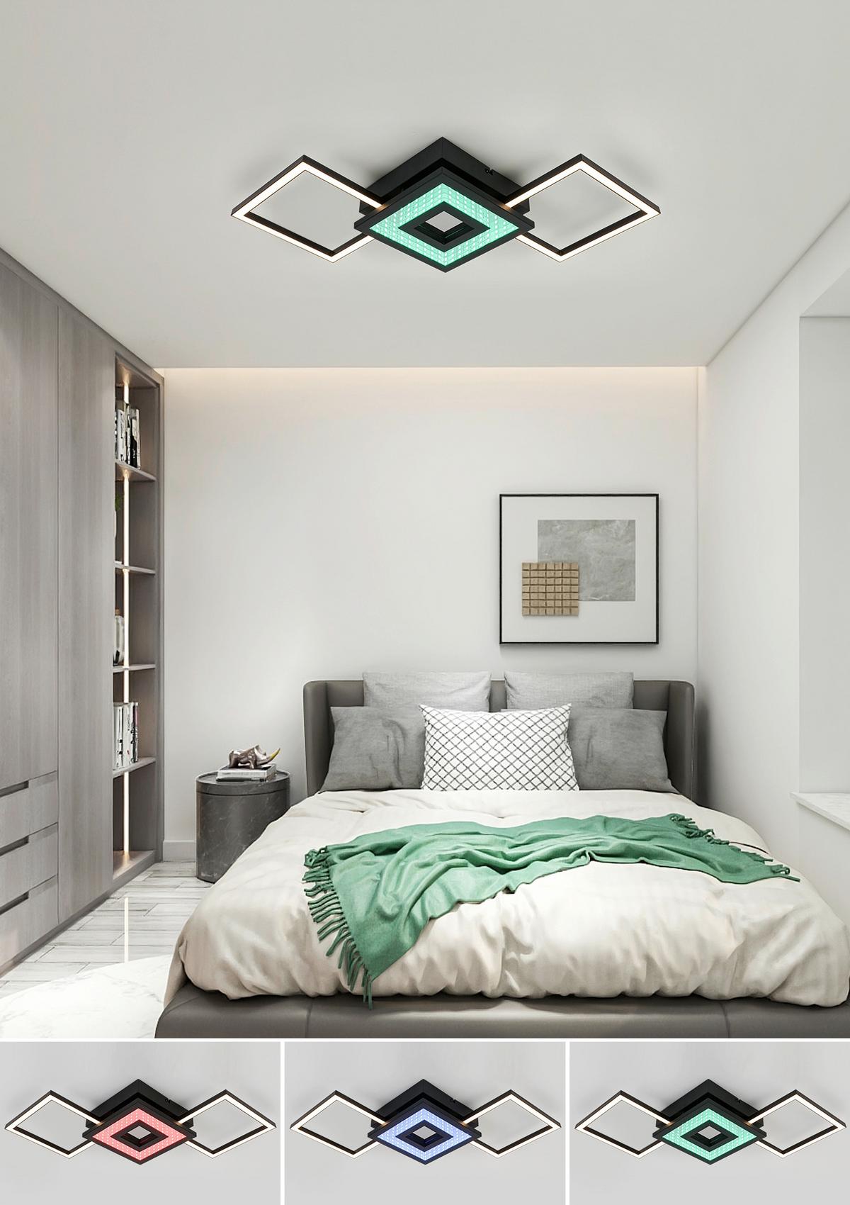 LED-Deckenleuchte Charlotta - Schwarz, Basics, Kunststoff/Metall (27,8/66/7cm) - Luca Bessoni