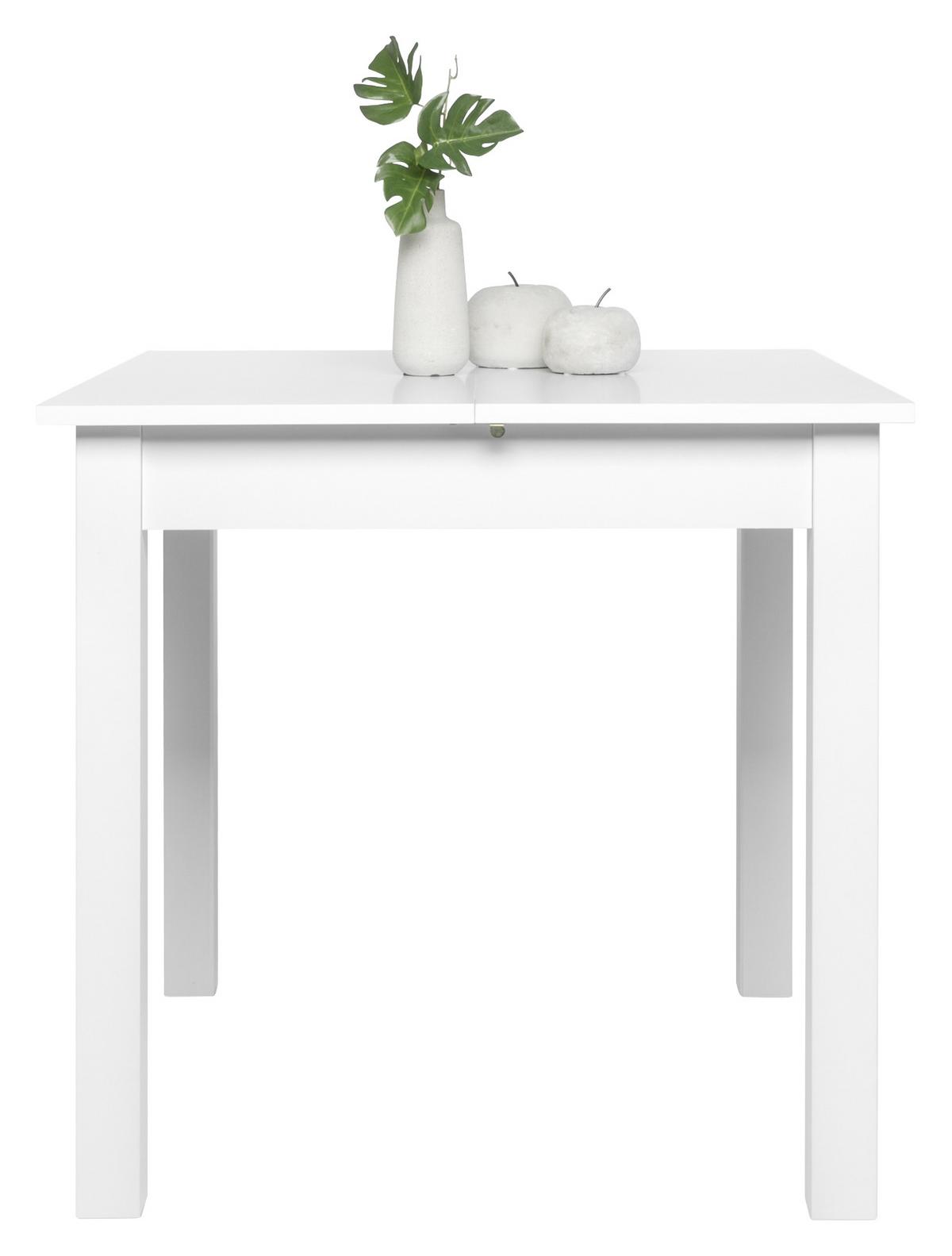 Esstisch ausziehbar Coburg 80-120x80 cm Weiß - Weiß, Design, Holzwerkstoff (80/80/76,5cm) - MID.YOU