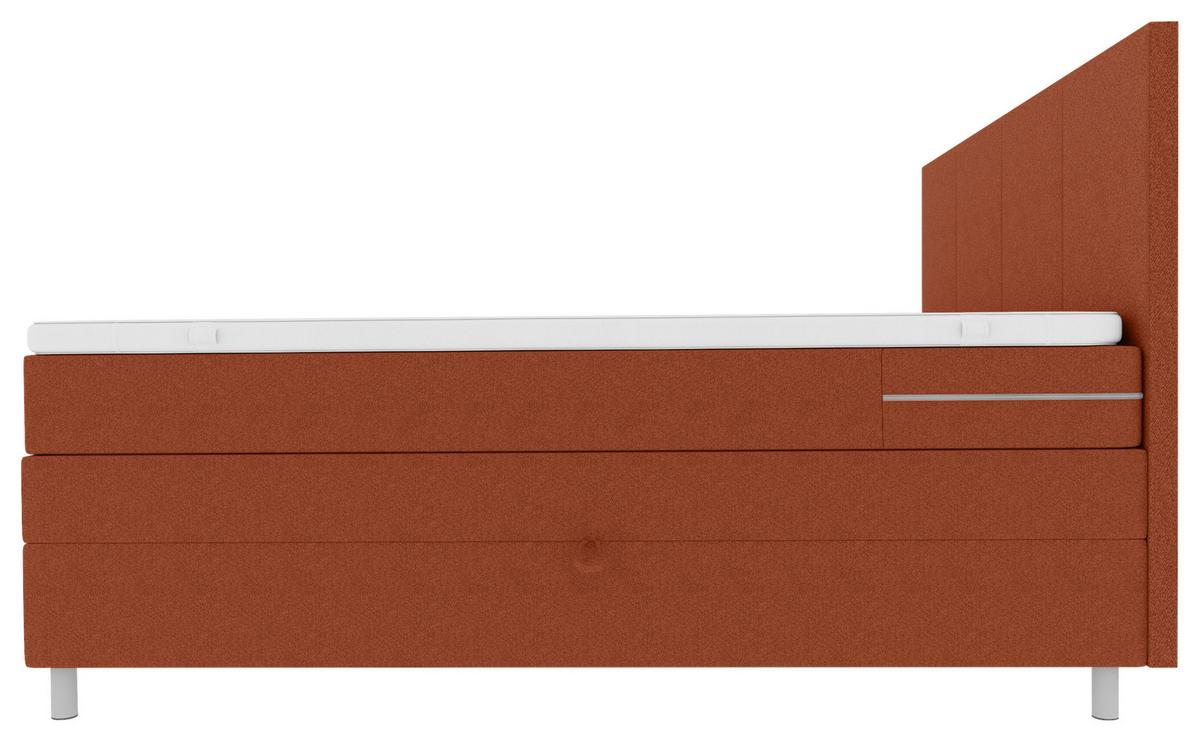 Boxspringbett Messina - Chromfarben/Rostfarben, KONVENTIONELL, Textil (140/200cm)