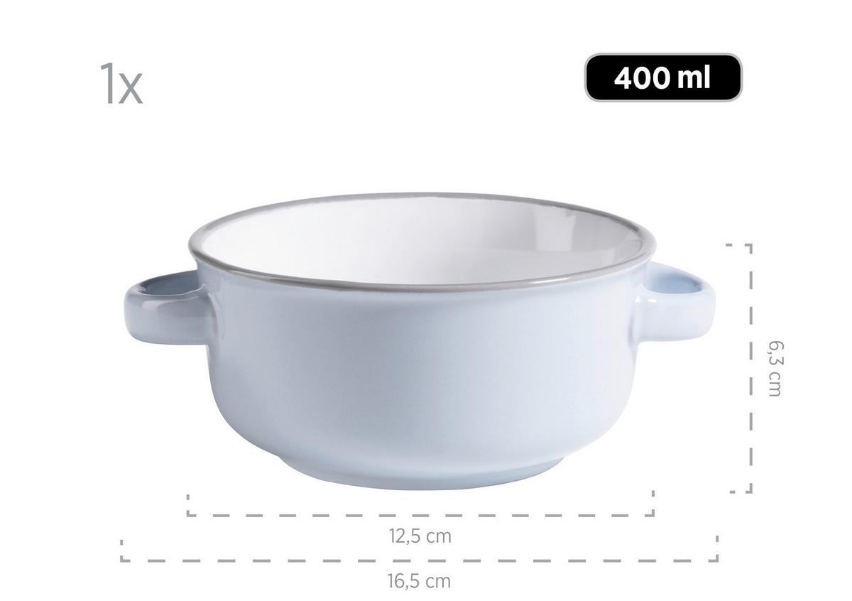 Suppentasse Steinzeug Maila 4er- Set D: 23 cm - Hellrosa/Hellgrau, Basics, Keramik (23cm) - Mäser