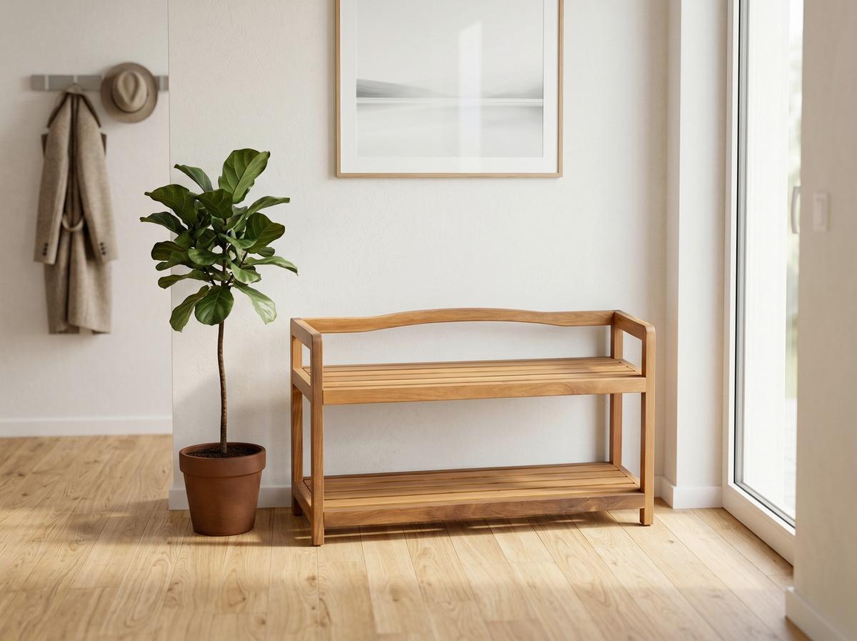 Schuhregal aus Akazie 2 Etagen 26x42x74 cm - Akaziefarben, Basics, Holz (26/42/74cm)