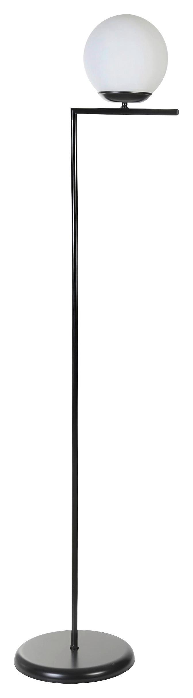 Stehleuchte, E27 Araz Siyah Beyaz Camli Lambade - Schwarz, Trend, Metall (30/155cm) - P & B