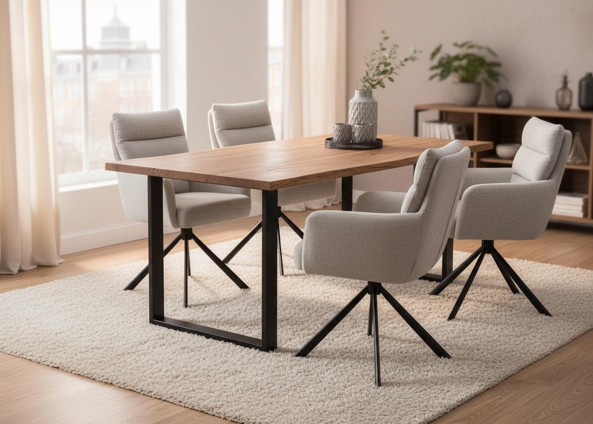 Armlehnstuhl Elli Taupe Sitzfl. 180° Drehbar, B: 60cm - Taupe/Schwarz, KONVENTIONELL, Textil/Metall (60/95/67cm) - MID.YOU