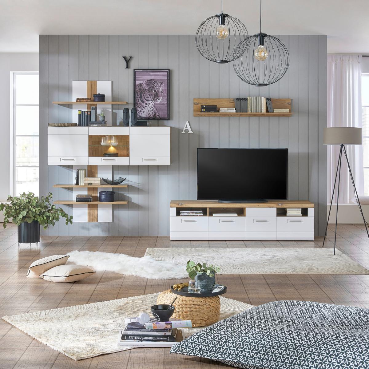 Tv-elem Auris - fehér, Modern, faalapú anyag (190/49,5/49,6cm) - Luca Bessoni