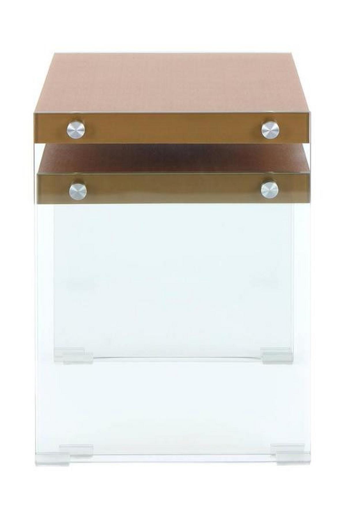 Beistelltisch 2er-set, Elementary Goldfarben - Klar/Goldfarben, Basics, Glas/Holzwerkstoff - Kayoom