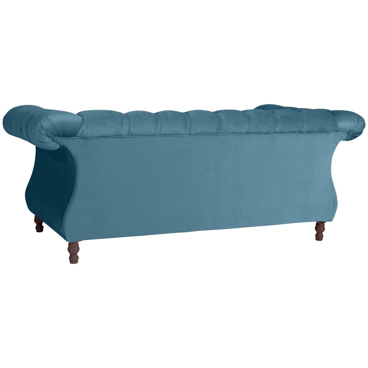 2-Sitzer-Sofa Ivette mit Armlehnen Petrol Velours - Nussbaumfarben/Petrol, Design, Textil (200/80/100cm) - Max Winzer