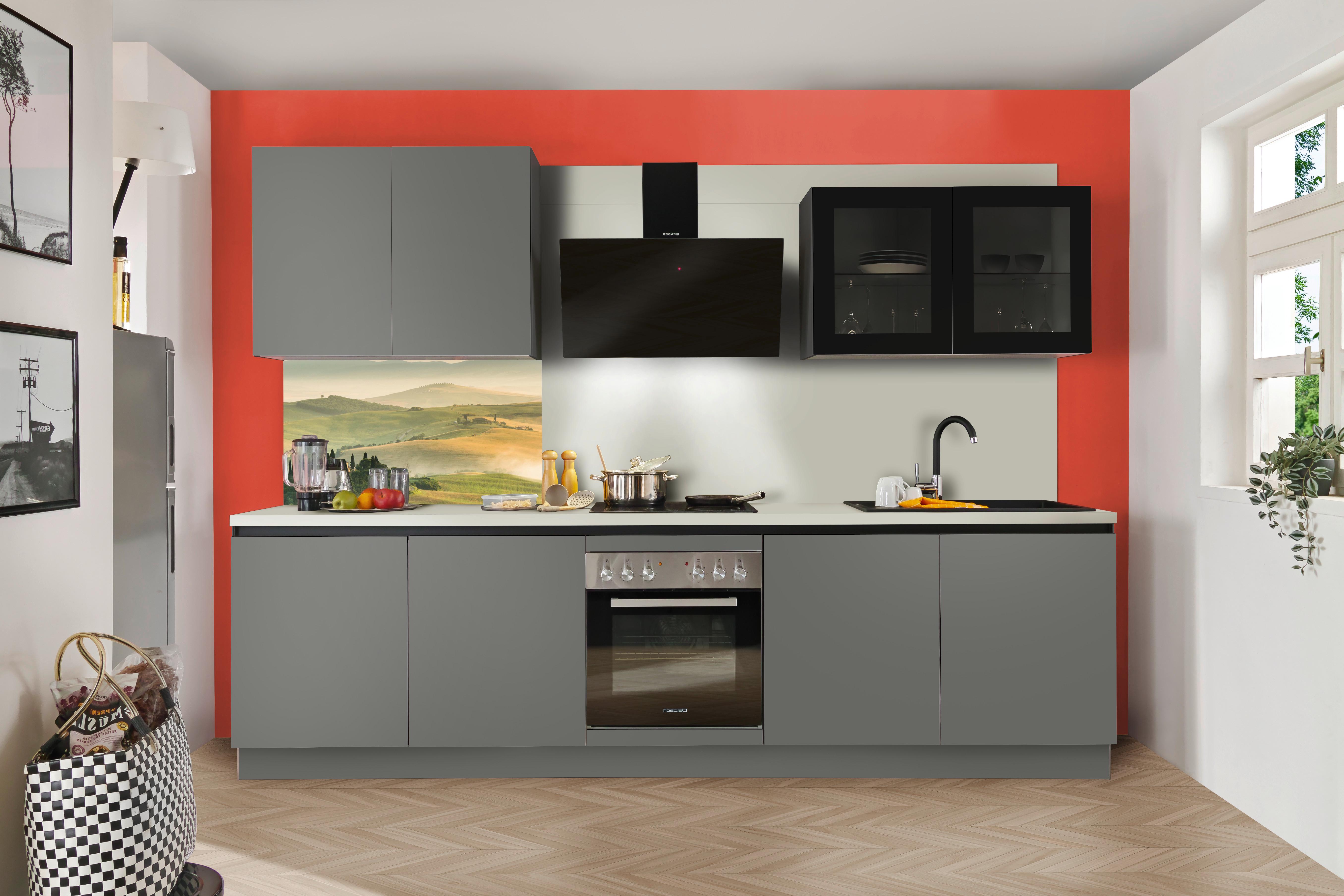 Küchenblock Clean - Anthrazit, Basics, Holzwerkstoff (300cm) - Express