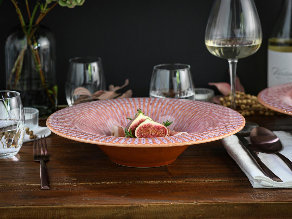 Gourmetteller Allegra Schwarz/Lachsfarben, Ø 30,5 cm - Schwarz/Lachsfarben, Basics, Keramik (30,5/6,5cm) - Creatable