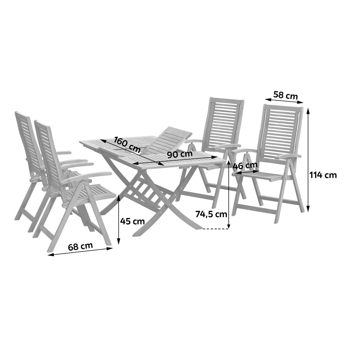 Gartengarnitur 5-Tlg Cordoba aus Holz - Naturfarben, MODERN, Holz - Gardenson