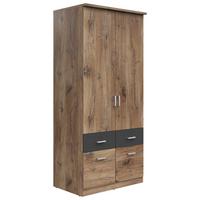 Drehtürenschrank 91 cm Brando Eiche Dekor/Graphitfarben - Eichefarben/Graphitfarben, KONVENTIONELL, Holzwerkstoff (91/199/58cm)