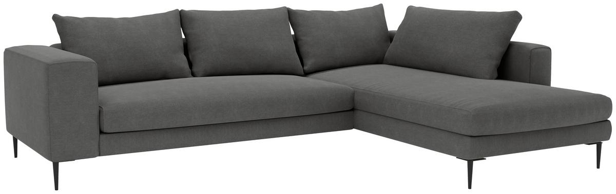 Ecksofa Aurora Ii - Dunkelgrau/Schwarz, MODERN, Textil (295/210cm) - Trendmanufaktur