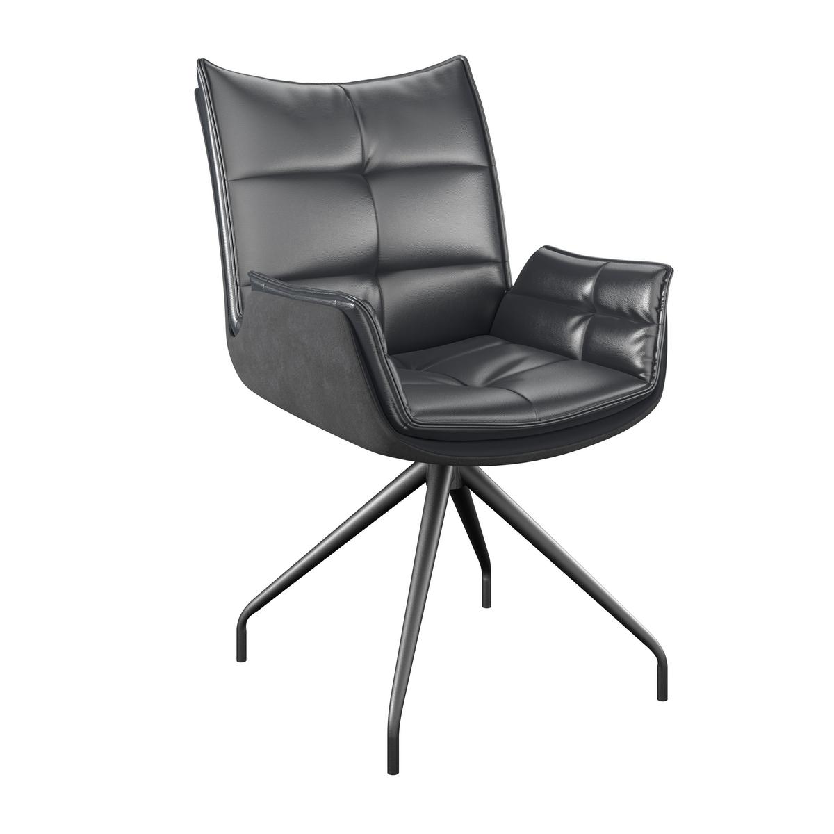 Armlehnstuhl Malin Giga Webstoff schwarz, B: 59cm - Schwarz, MODERN, Textil/Metall (61/92/66cm)
