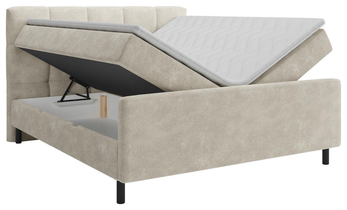 Posteľ boxspring MARBELLA 180x200, béžová - čierna/béžová, Modern, kov/drevo (180/200cm) - Bessagi Home