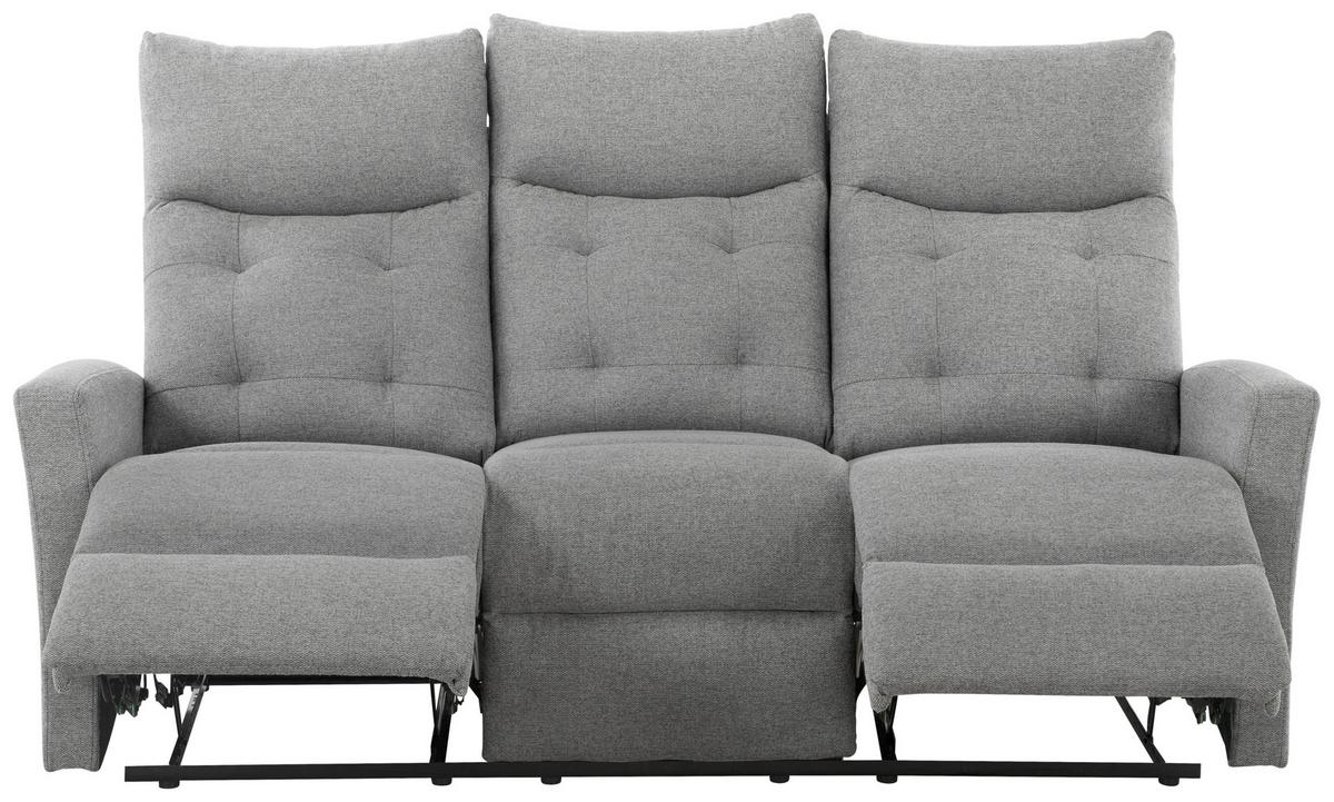 Sitzgarnitur 3-tlg. Nuvia Mit Relaxfunktion Grau - Schwarz/Grau, Design, Textil - Livetastic