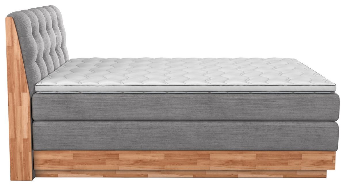 Boxspringbett Boxspring Bed Melissa - Hellgrau/Schwarz, Natur, Textil (200/200cm)