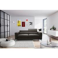 Schlafsofa Mondo, Dunkelbraun B: 206 cm - Dunkelbraun/Silberfarben, Design, Leder/Textil (206/95/101cm) - Livetastic