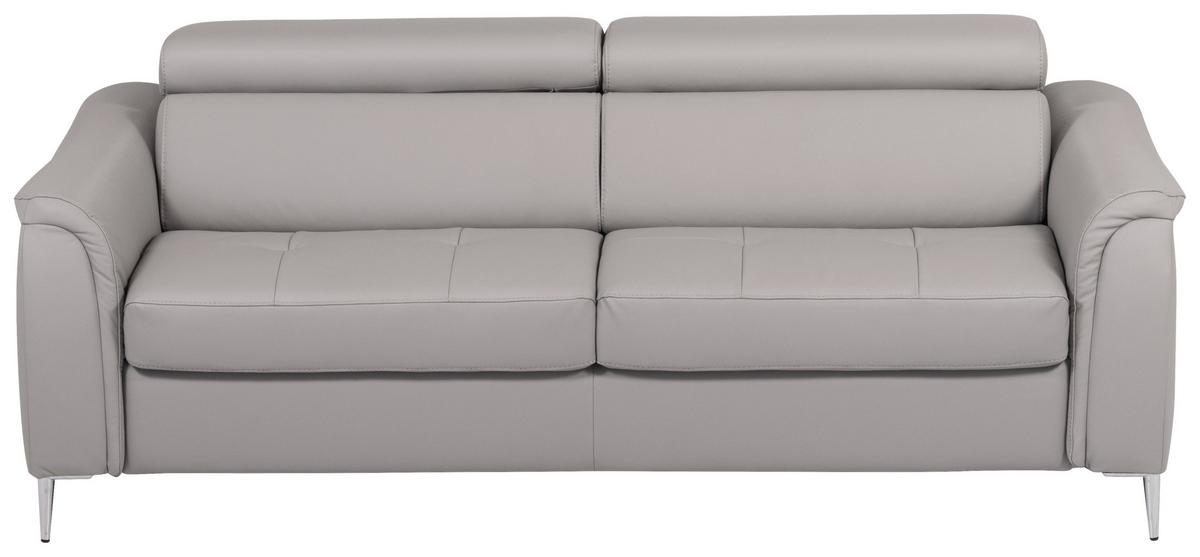 Schlafsofa Pafos Hellgrau Lederlook, Rindsleder B: 203cm - Hellgrau, Design, Leder (203/77-98/103cm) - MID.YOU