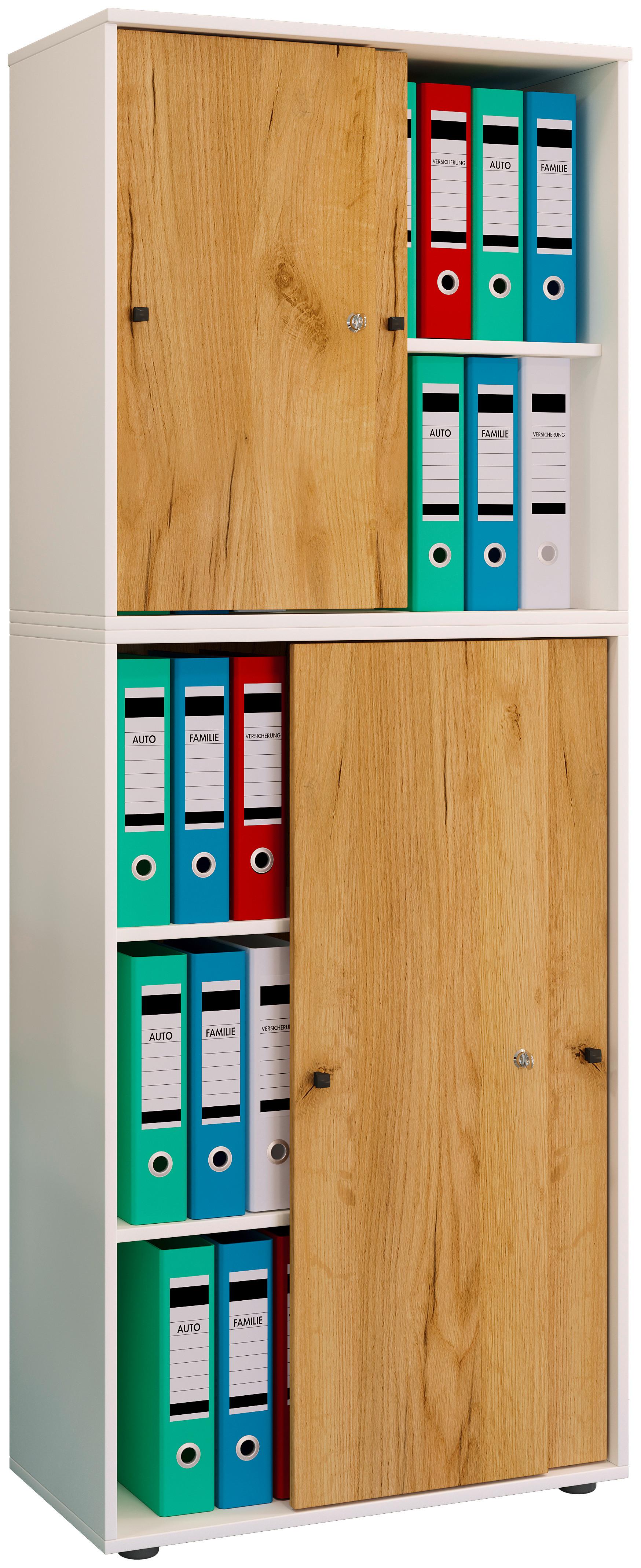 Aktenschrank Lona Weiß/Eiche Dekor B: 70 cm - Honigeiche/Weiß, Design, Holzwerkstoff (70/183/37cm) - MID.YOU