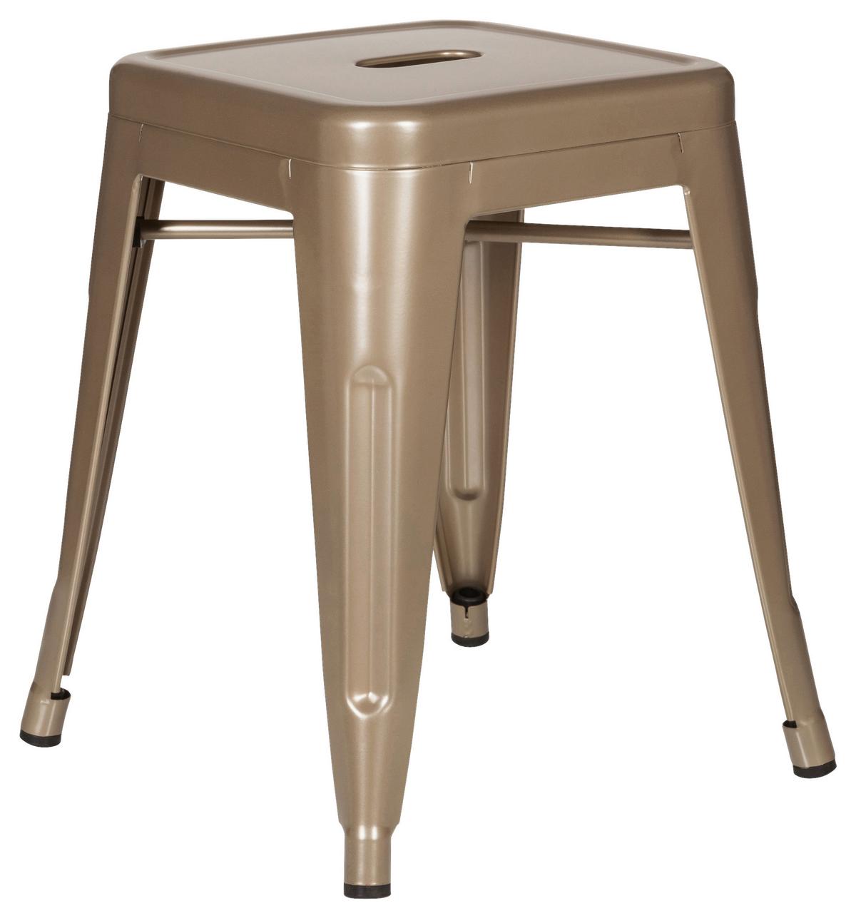 Hocker Vantaggio Stahl Champagner H: 46 cm Stapelbar - Champagner, Basics, Metall (39/46/39cm) - MID.YOU