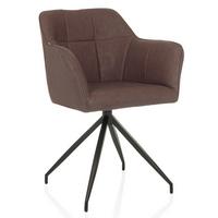 Armlehnstuhl Elverum Dunkelbraun B: 61 Cm - Dunkelbraun/Schwarz, MODERN, Leder/Metall (61/90/56cm) - MID.YOU