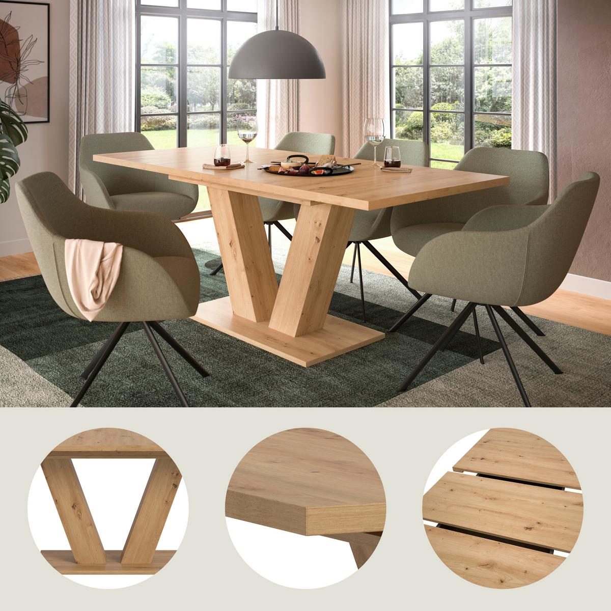 Ausziehtisch Marlon 150 Az Melamin Artisan, B: 150-190 cm - Eiche Artisan, Trend, Holzwerkstoff (150-190/90/76cm) - MID.YOU